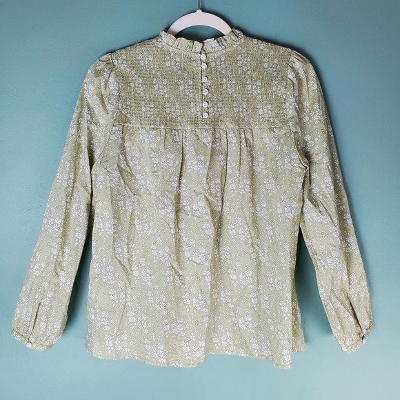 J. Crew Womens Smocked Button Back Top Liberty Capel Floral Organic Cotton Small - Picture 2 of 8